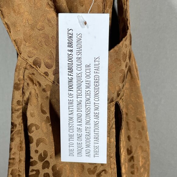 NEW Young Fabulous & Broke Dress Womens Large brown leopard satin maxi boho - Picture 5 of 10